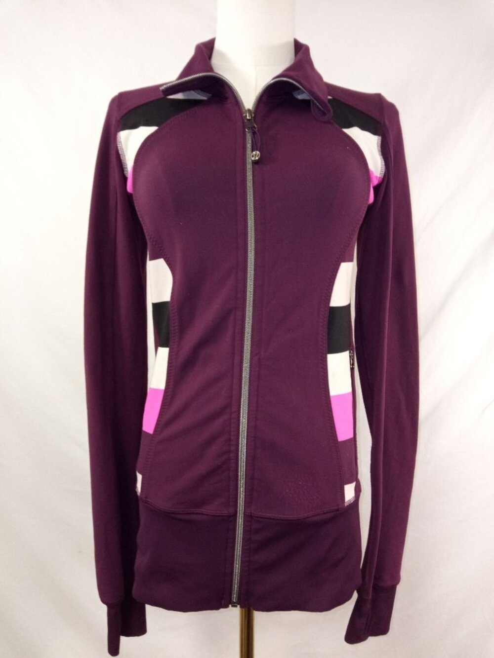 Lululemon Women's Maroon w/Pink & Black Asana Athletic Jacket Sz XS